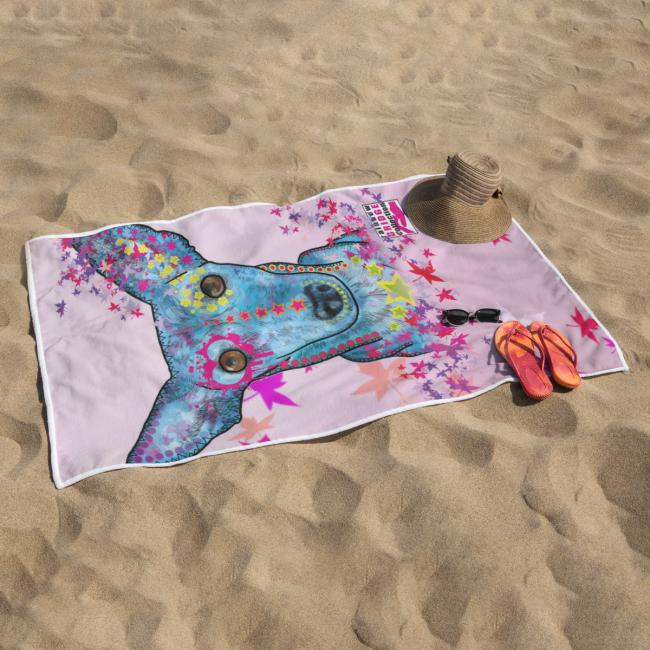 Preview: Badehandtuch Princessa – Popart-Hundemotiv, 75x165 cm, 100 % Polyester, weich & schnelltrocknend